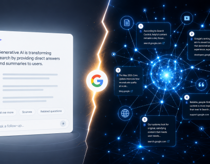 Conceptual graphic illustrating the shift from AEO to GEO after Google's May 2026 Core Update.